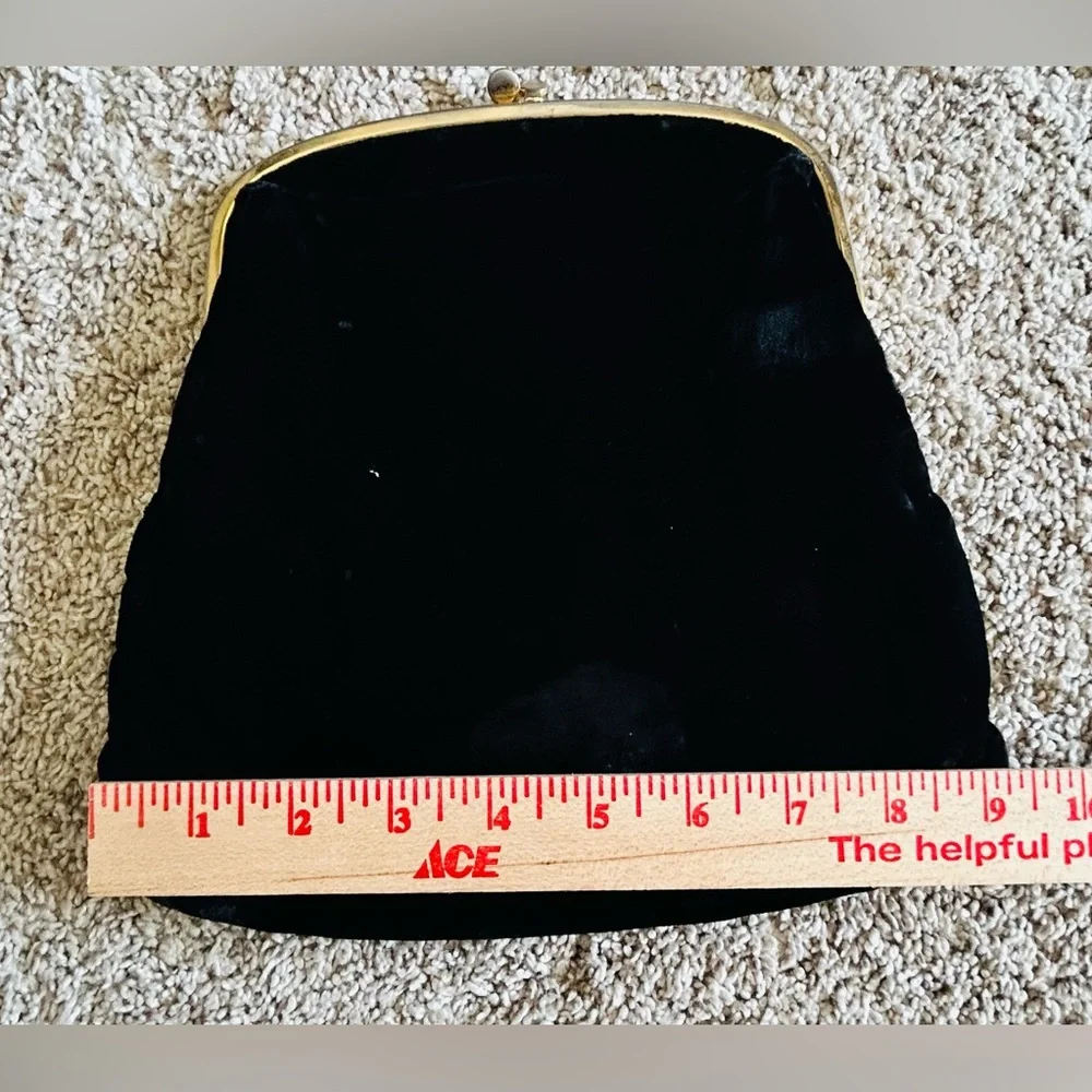 Vintage‎ INGBER Black/ Gold Velvet Small Fold Over Clutch USA Made